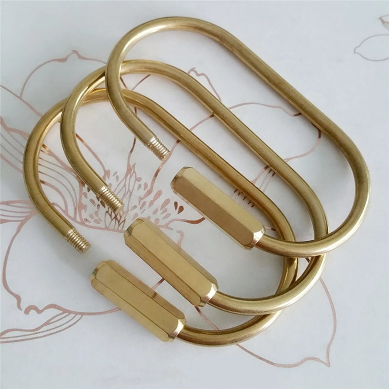 Edc Car Carry - พวงกุญแจทองเหลืองแท้แบบเกลียวล็อค รูปวงรี พร้อมห่วง D-Ring ปลดเร็ว สำหรับพกพาประจำวัน